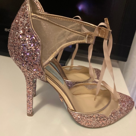 Betsey Johnson Shoes - 8.5 Almost new. Betsey Johnson Pump. Gold sparkle / baby blue bottoms